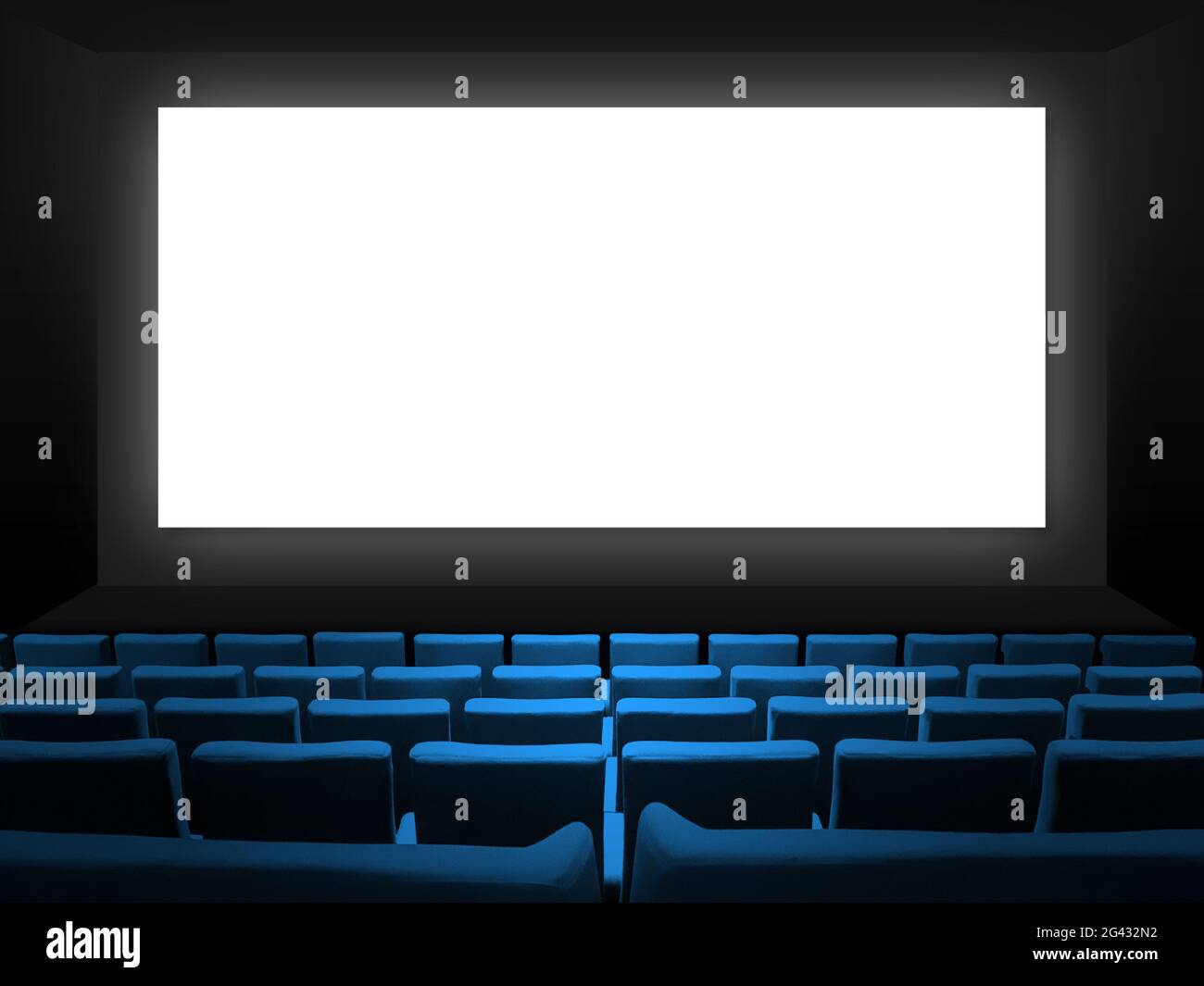 Cinema screen blue seats hi-res stock photography and images - Alamy