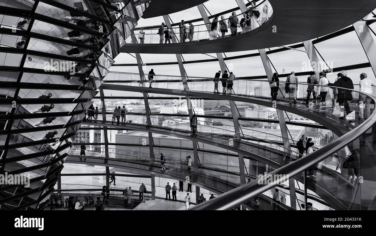 Interior of Reichstag Dome, Berlin, Germany Stock Photo