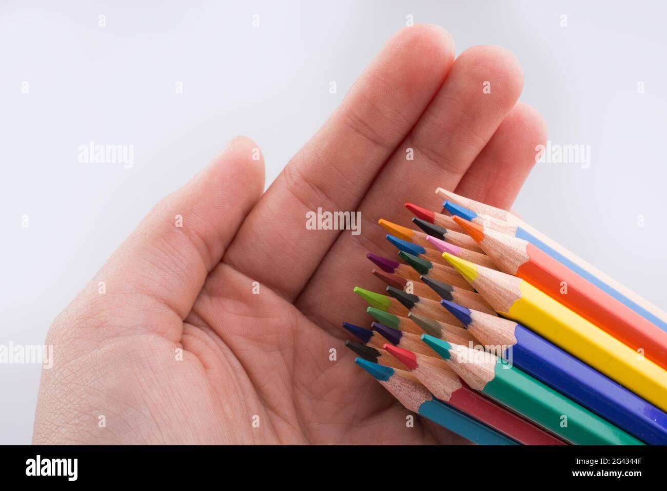 Hand holdin pencils Stock Photo