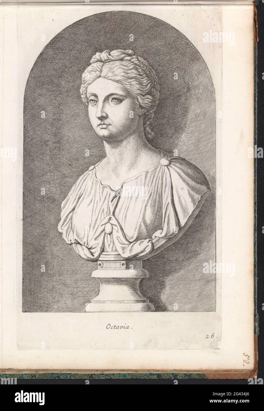 Bust of octavia; Octavia. Classic bust of a woman. She wears part of ...
