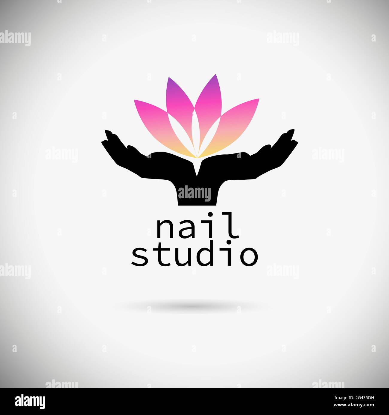 Logo manicure studio. Lotus flower. Vector illustration Stock Vector