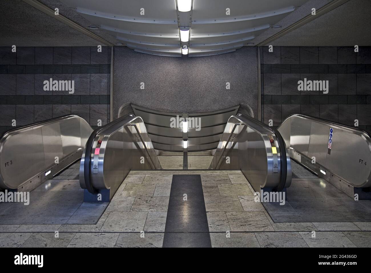Escalator of the Westentor underground station, Dortmund, Ruhr area, Germany, Europe Stock Photo