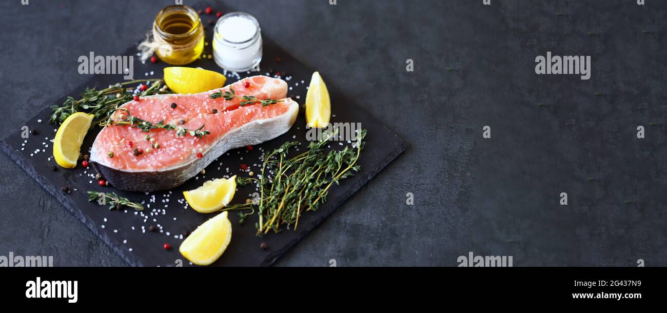 Salted salmon with seasoning Stock Photo Alamy