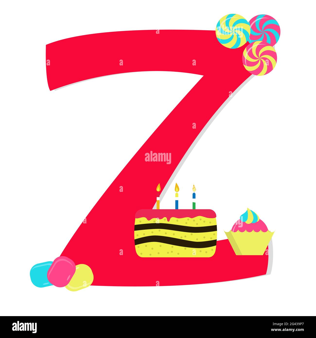 Letter "z" from stylized alphabet with candies Peppermint Candy
