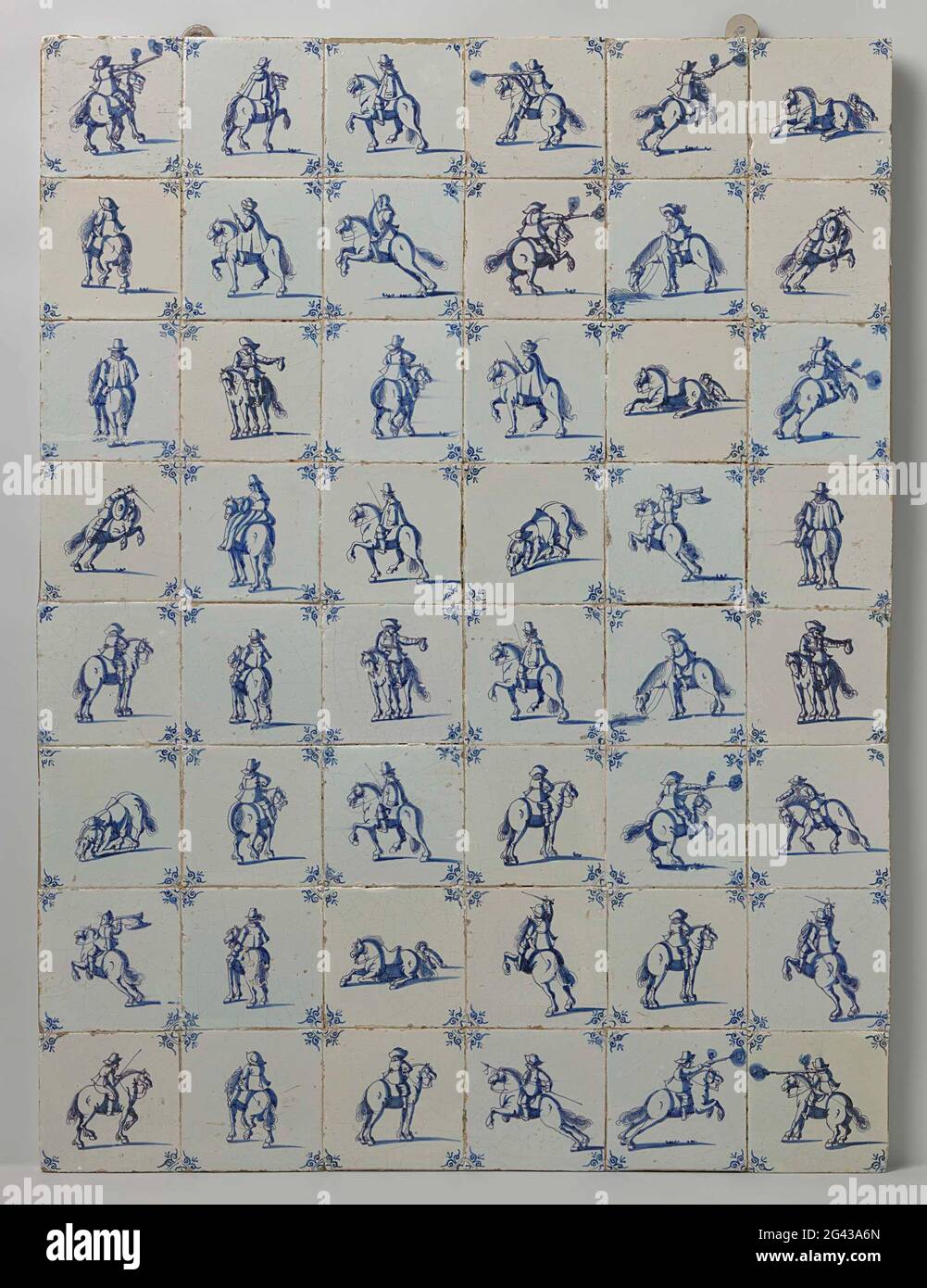 Field of forty-eight tiles with riders. Field of forty-eight tiles (8 x ...