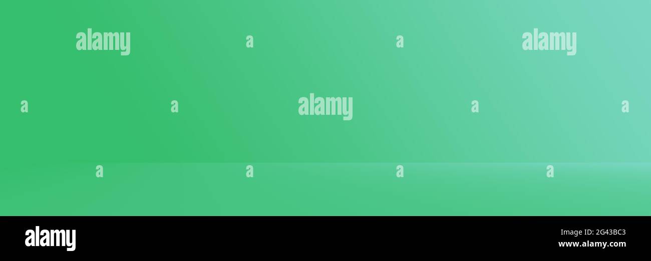 Studio Background - Bright Green Gradient horizontal studio room wall background. Stock Photo