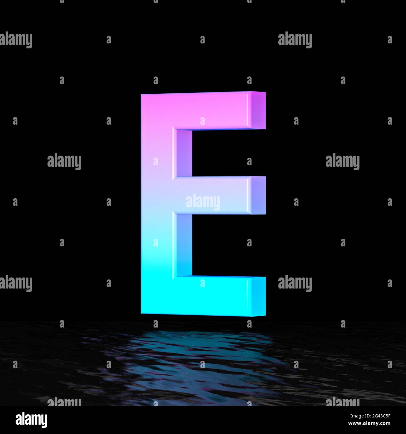 Cyan magenta font Letter E 3D Stock Photo - Alamy