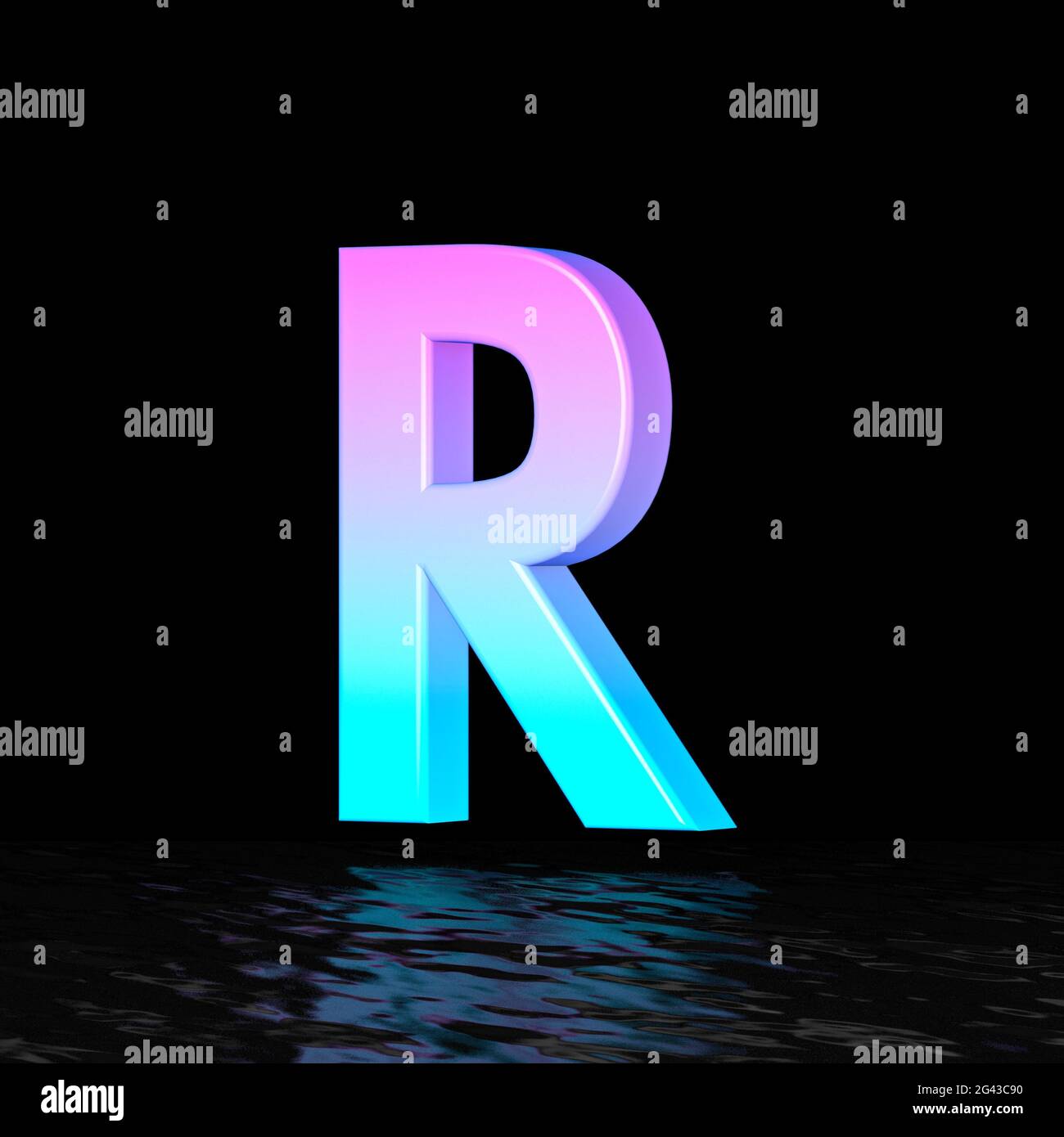 Cyan magenta font Letter R 3D Stock Photo - Alamy