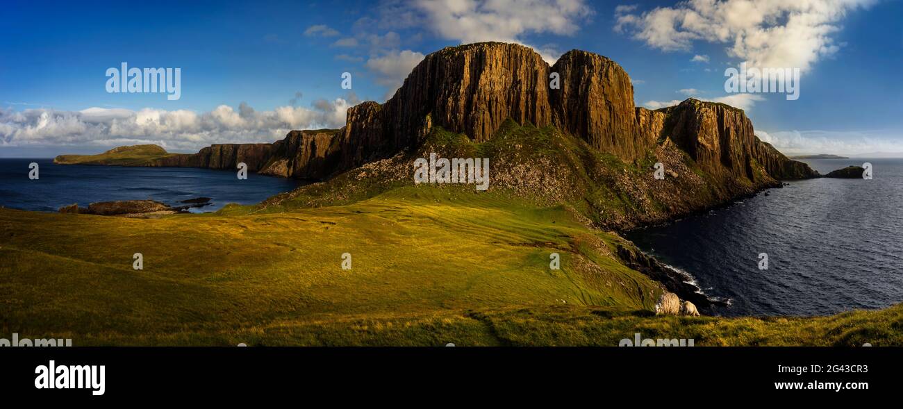 Landscape with coastal cliffs, Rubha Hunish cape, Isle of Skye, Scotland, UK Stock Photo