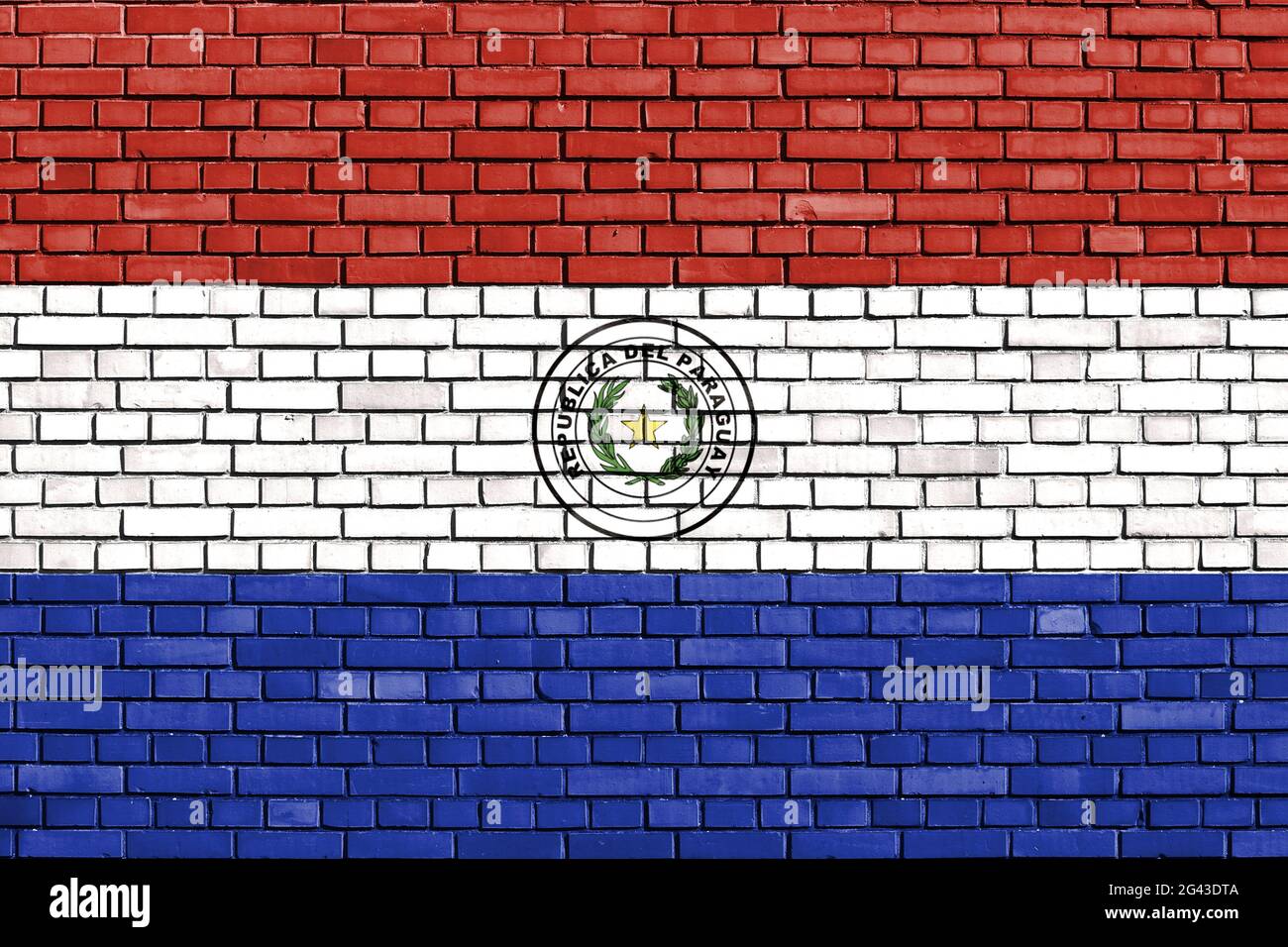 Flag of Paraguay painted on brick wall Stock Photo