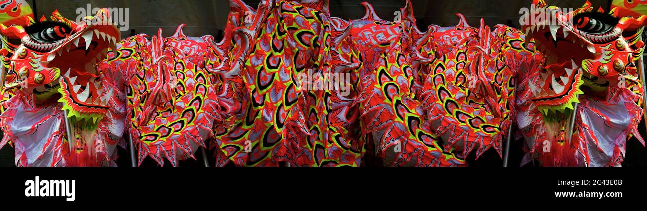 Chinese dragon with mirror effect, China Stock Photo