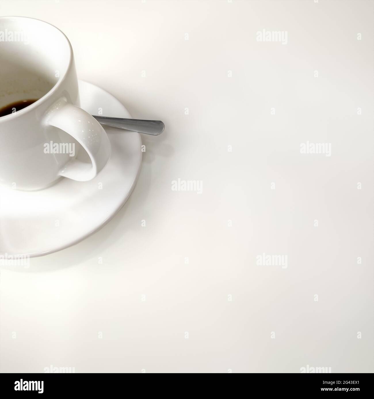 Finished cup of coffe white background Stock Photo
