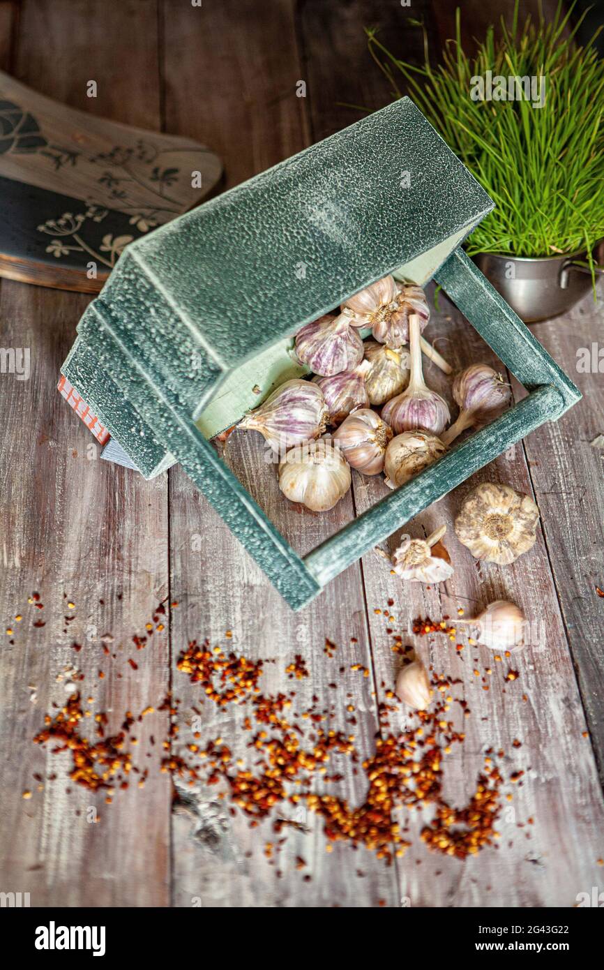 Still Life With Garlic Stock Photo
