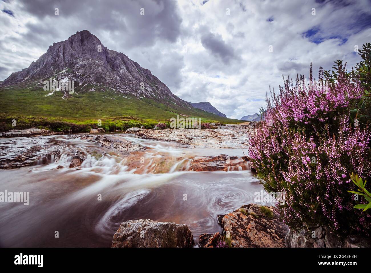 Beautiful river mountain landscape scenery in Glen Coe, Scottish ...