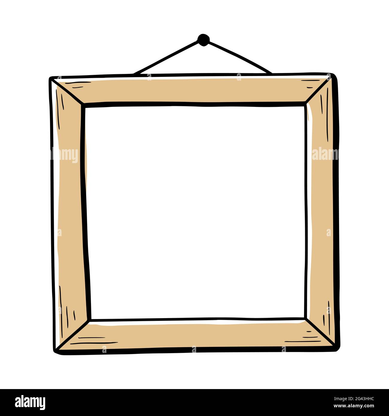 Hand drawn paper sticker, photo frame, picture border. Doodle sketch