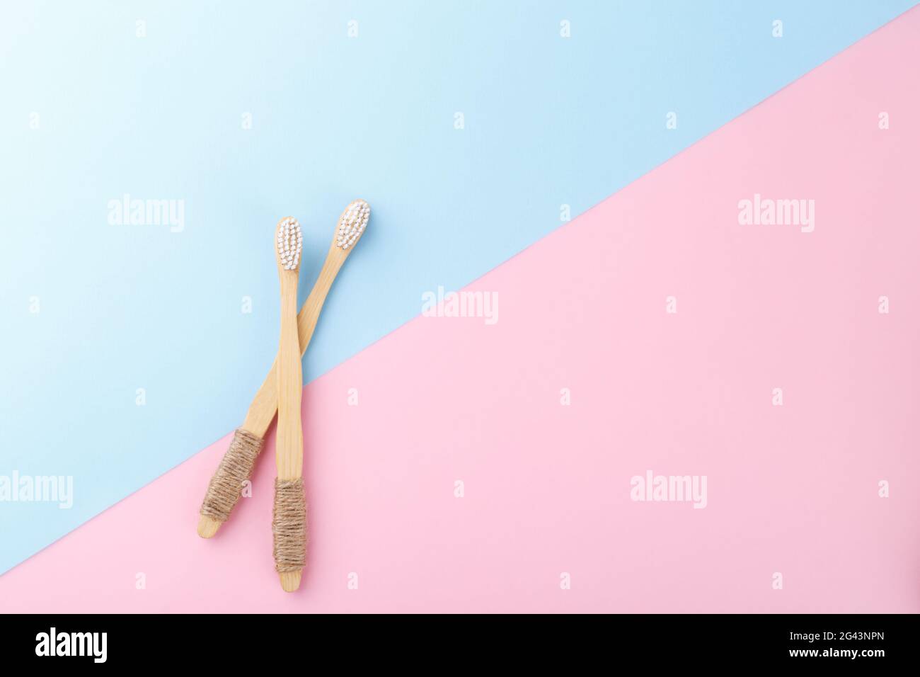 Natural bamboo tooth brushes Stock Photo