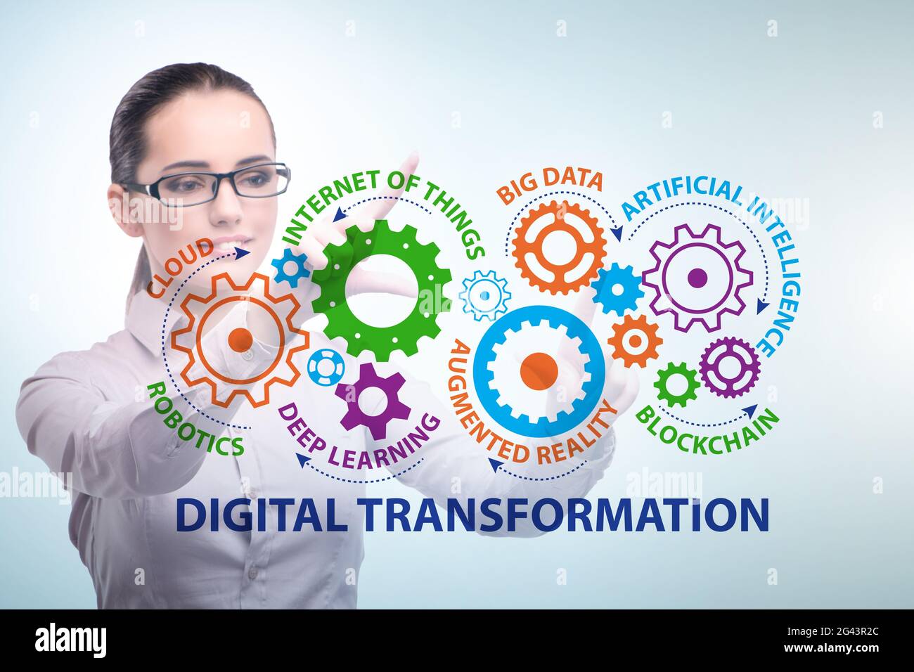 Businessman in digital transformation concept Stock Photo