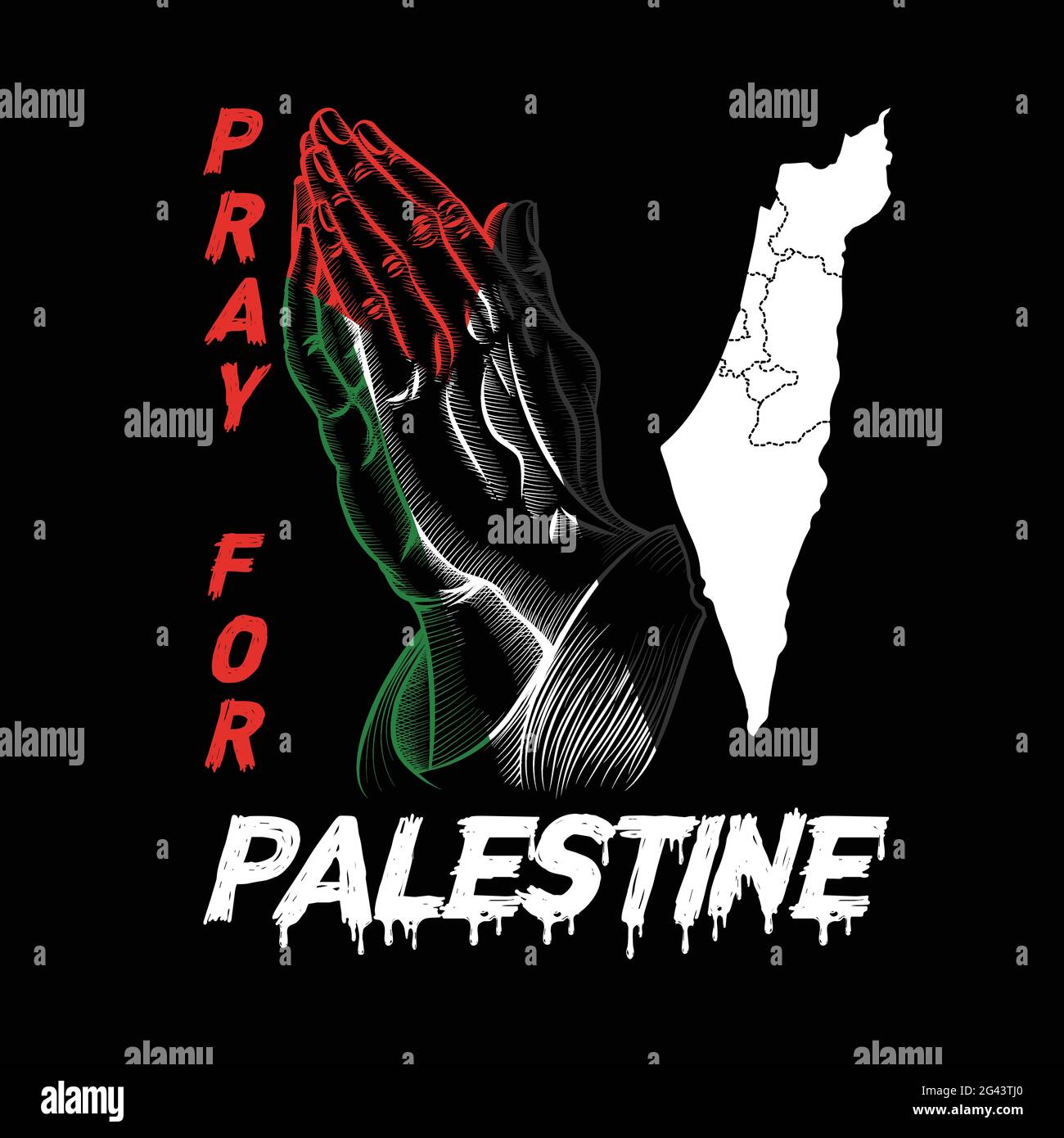 Pray For Palestine With The Palestine Map And Palestine S Flag Vector T Shirt Design Stock Vector Image Art Alamy