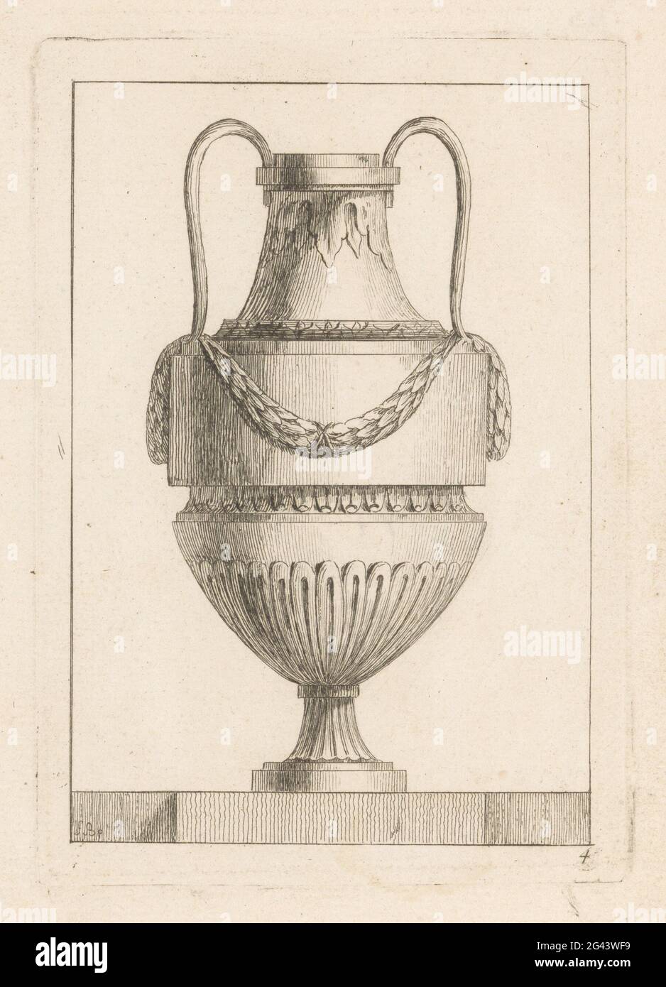 Vase with garland; Nouveau Livre de Vases. A vase with garland over the