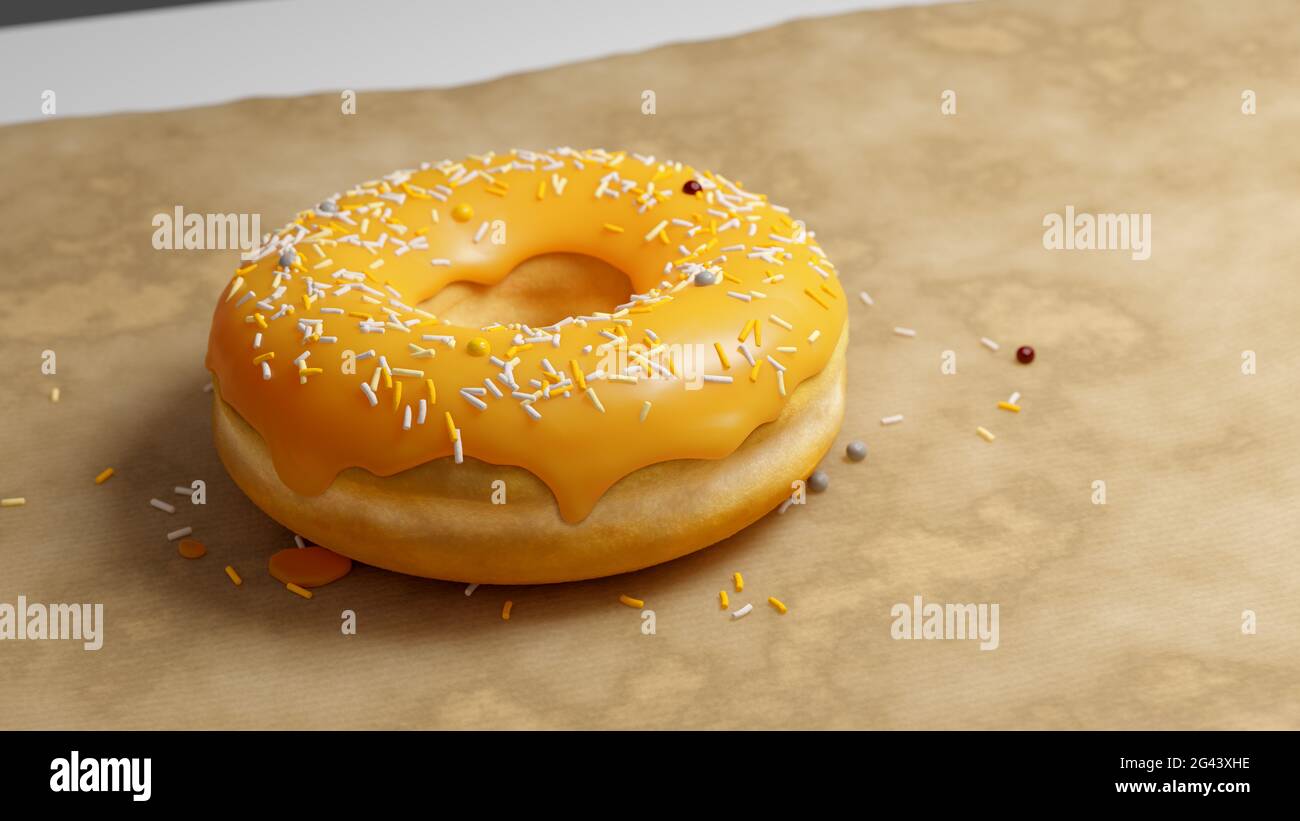 Fresh baked donut on a paper Stock Photo