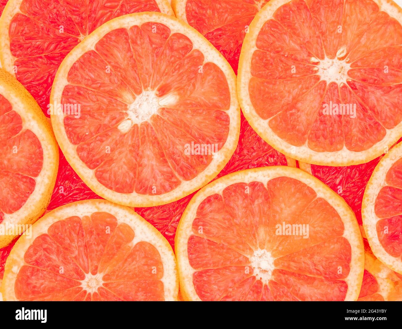 Full frame of sliced grapefruit Stock Photo