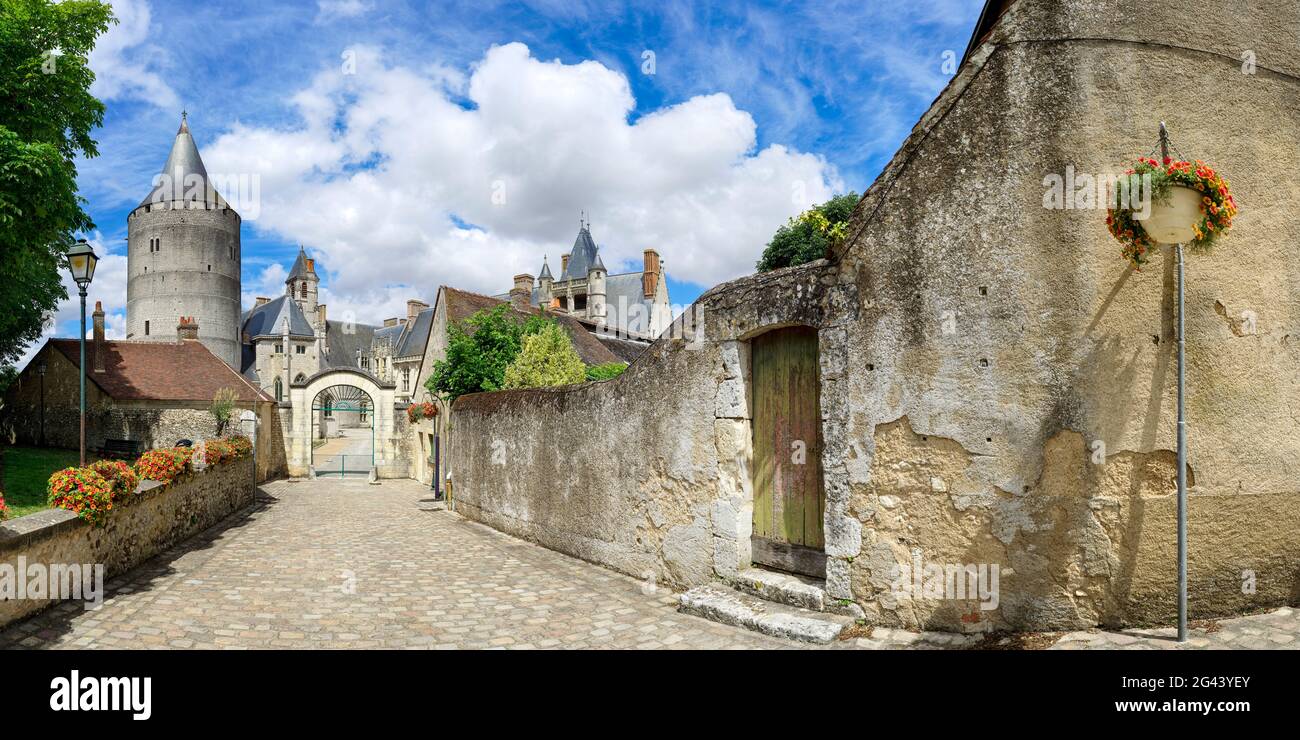 View of street in old town, Chateaudun, Centre-Val de Loire, France Stock Photo