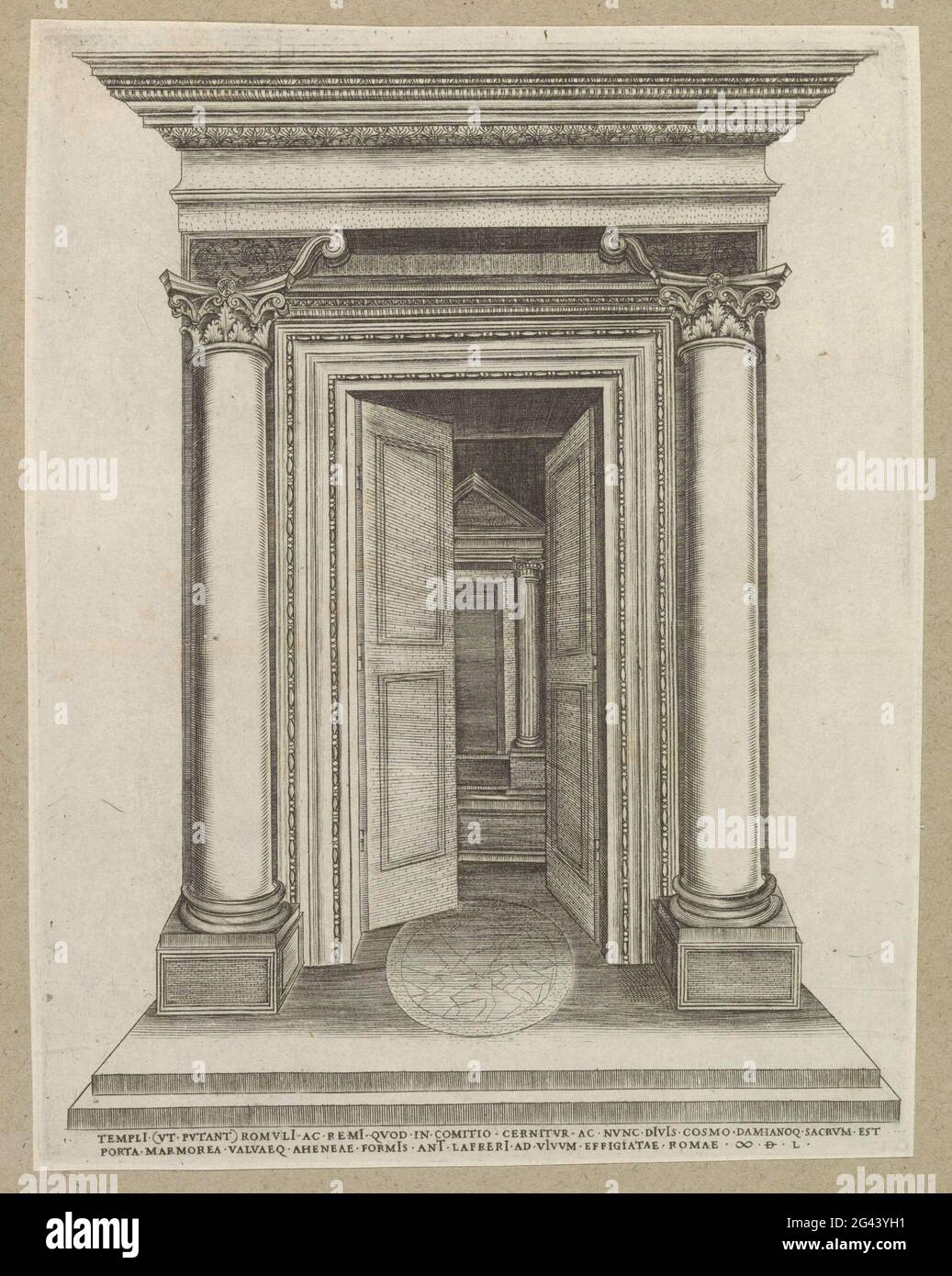 Temple of Romulus and Remus; Speculum Romanae Magnificentiae. Caption