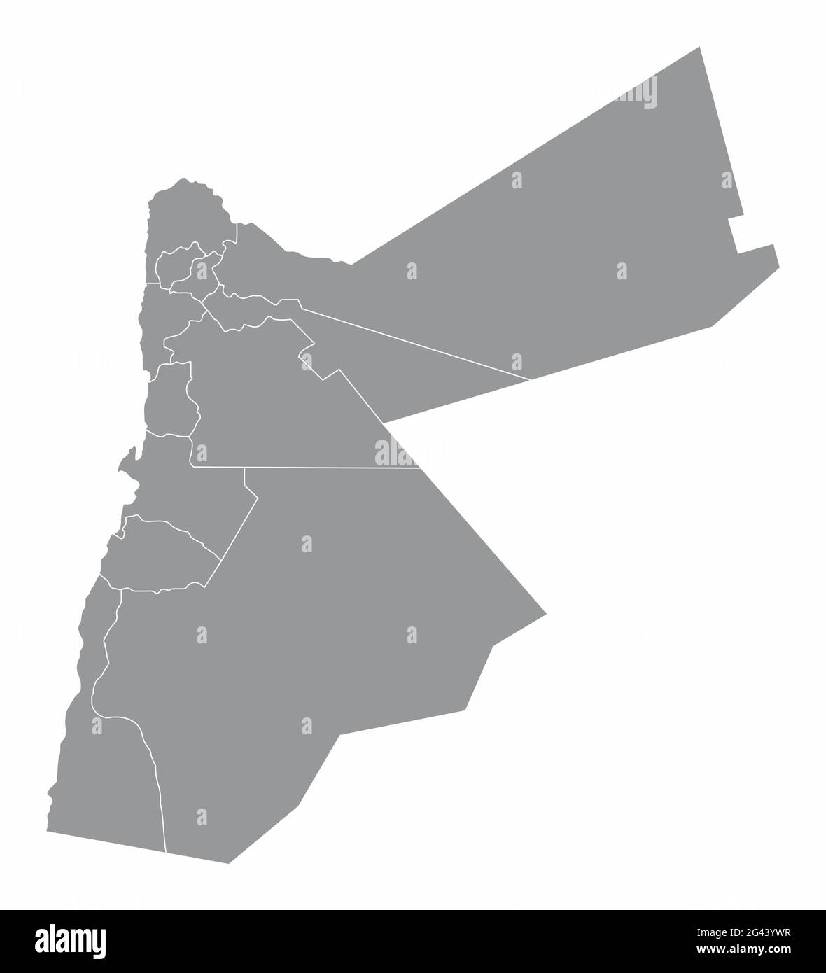 Jordan administrative map isolated on white background Stock Vector ...