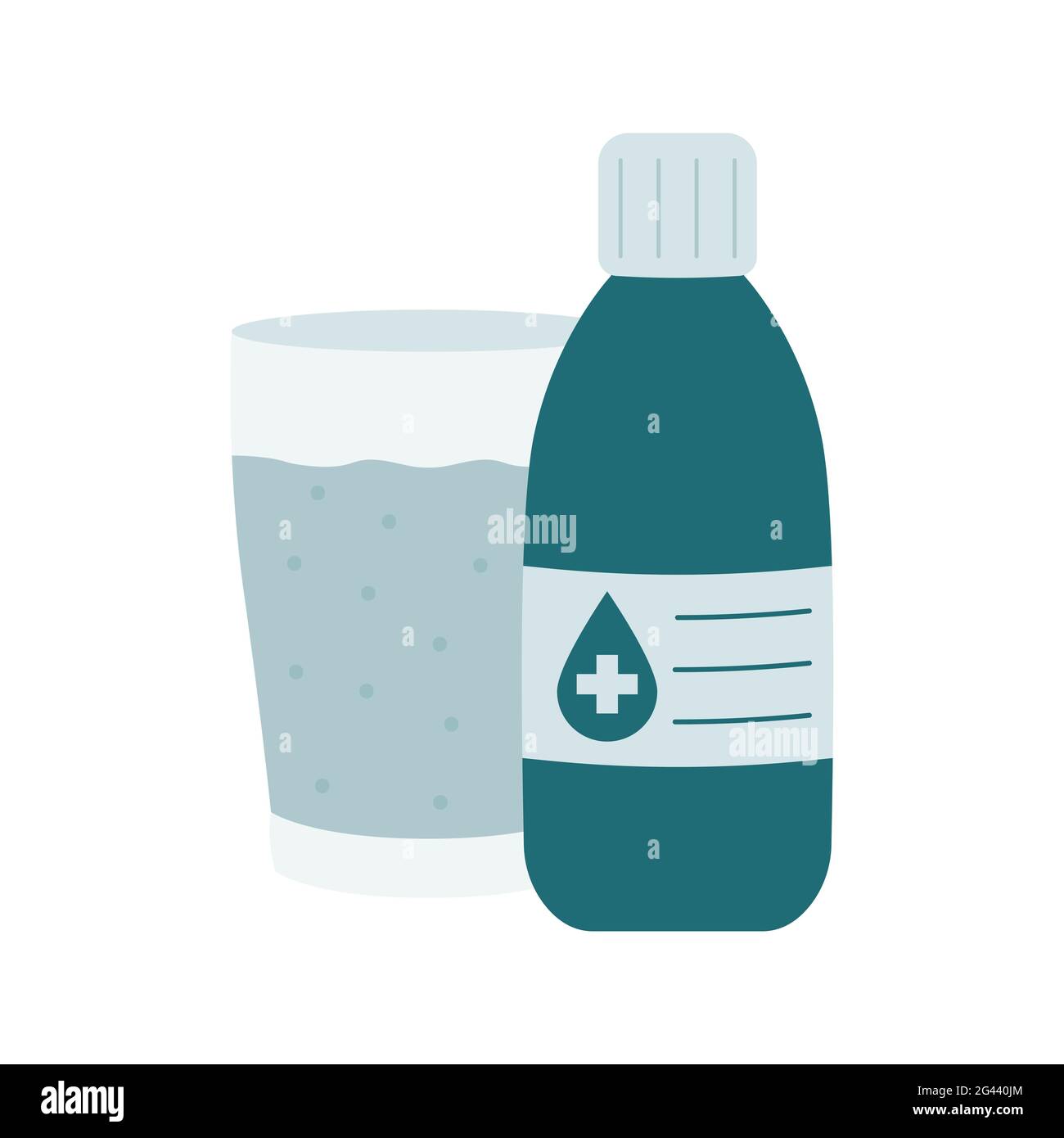 Antiseptic or Antibacterial mouthwash. Vector illustration of a medical remedy. Stock Photo