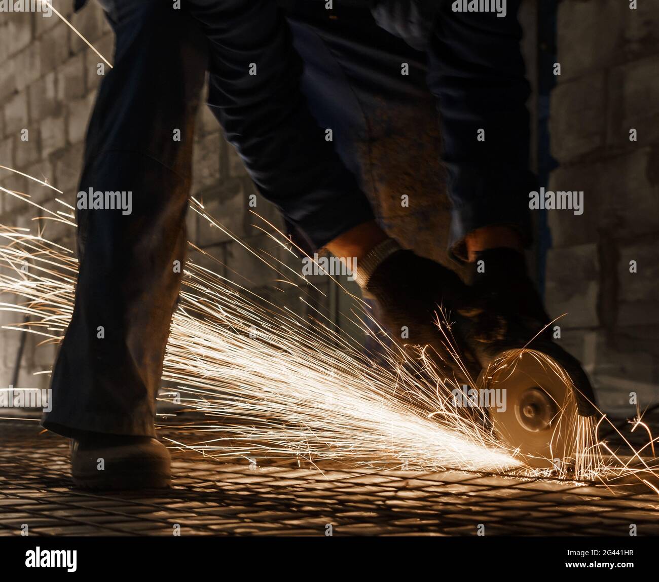 Work of electric saw for metal view in studio Stock Photo Alamy
