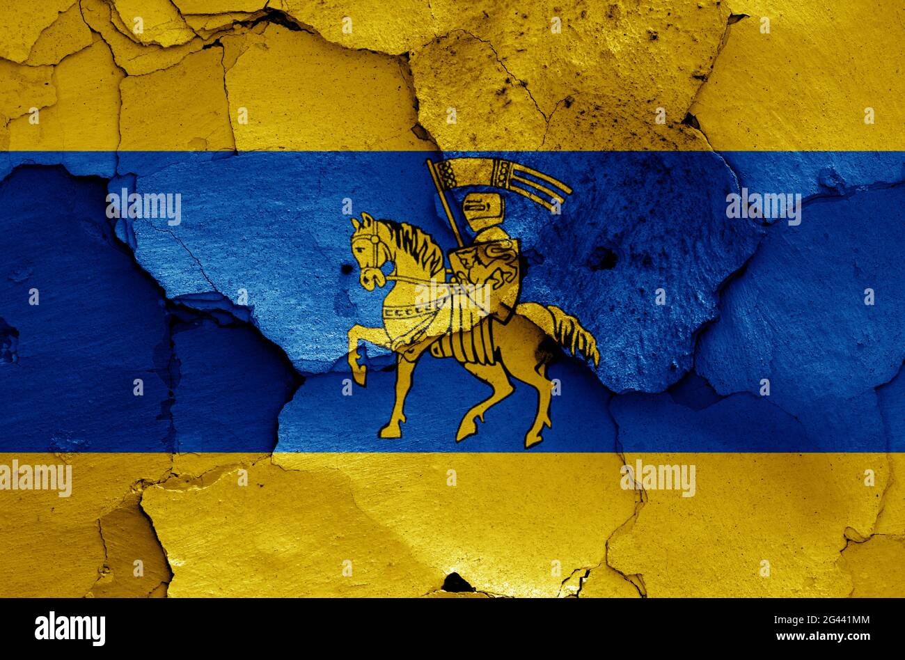 Flag of Schwerin painted on cracked wall Stock Photo