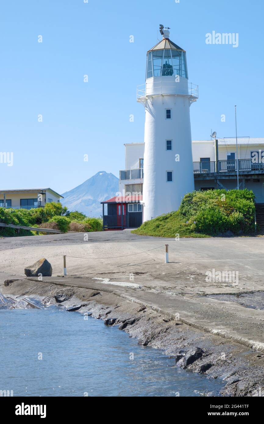 Lighthouse at Cape Egmont New Zealand north island Stock Photo