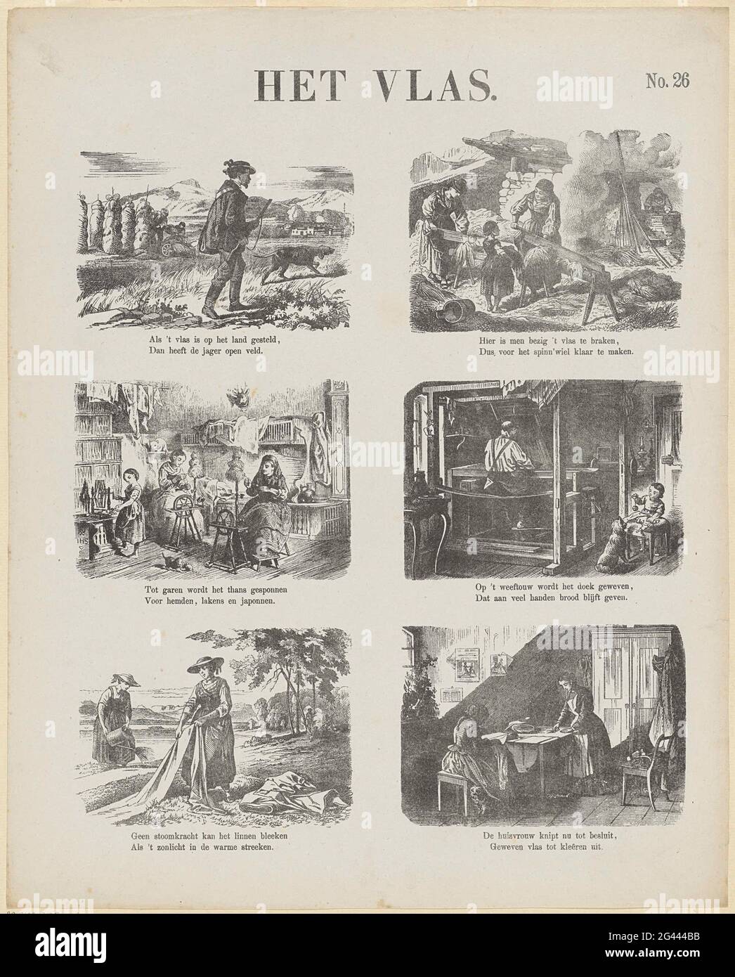 The flax; Meijer's prints. Leaf with 6 performances about the renovation and processing of flax