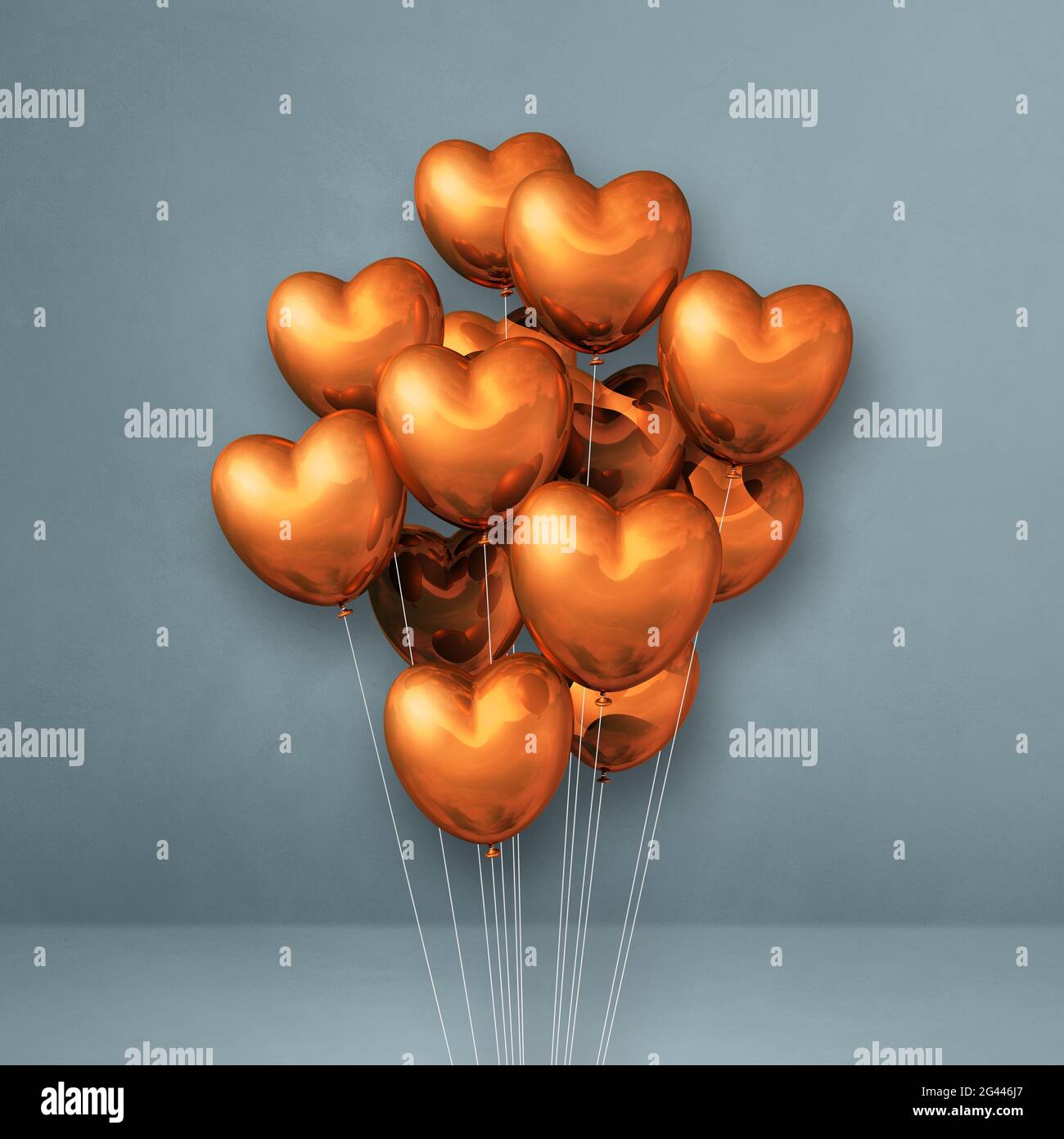 Copper heart shape balloons bunch on a grey wall background Stock Photo ...