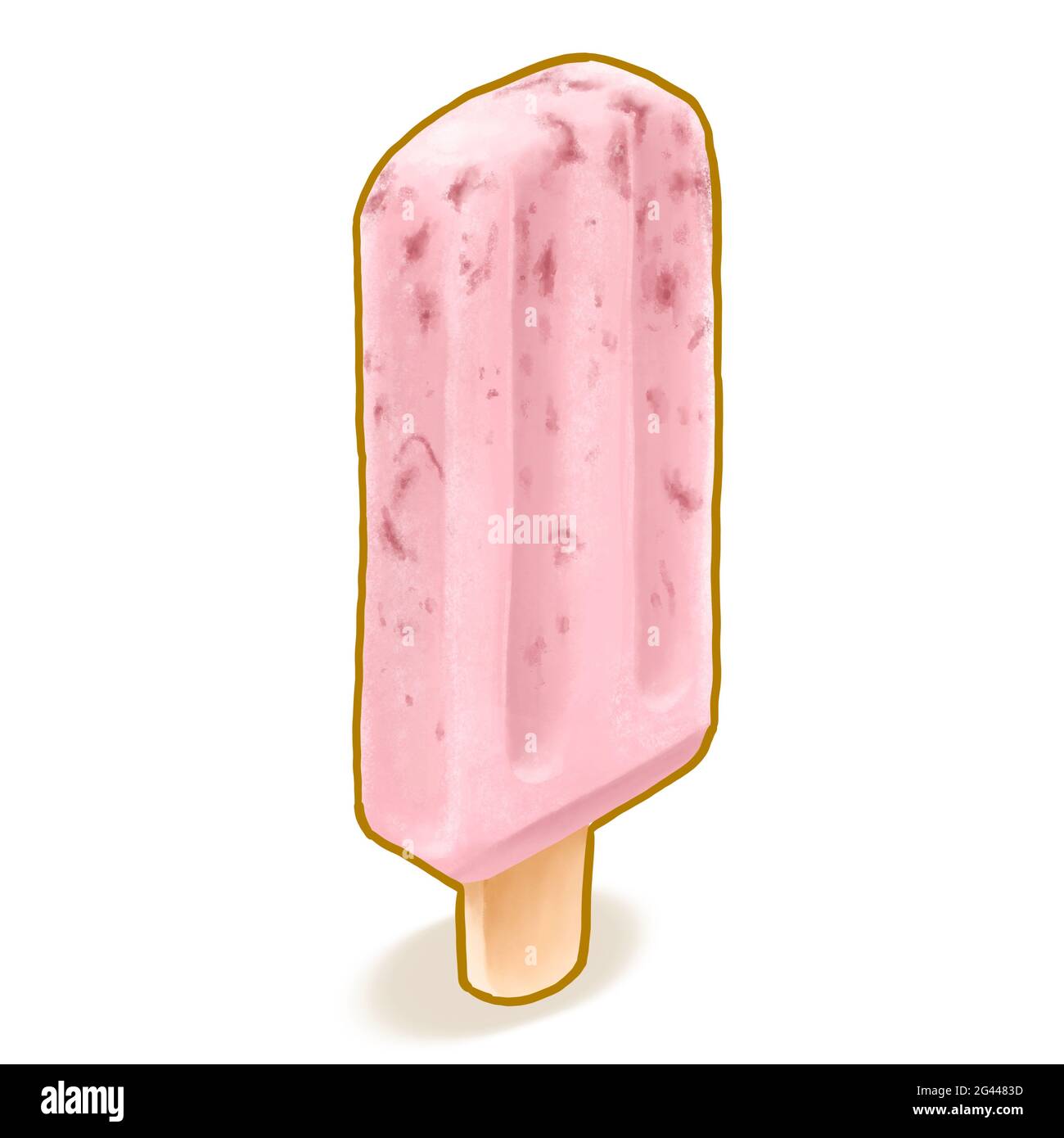 Red bean ice cream popsicle, a digital painting of frozen ice lolly