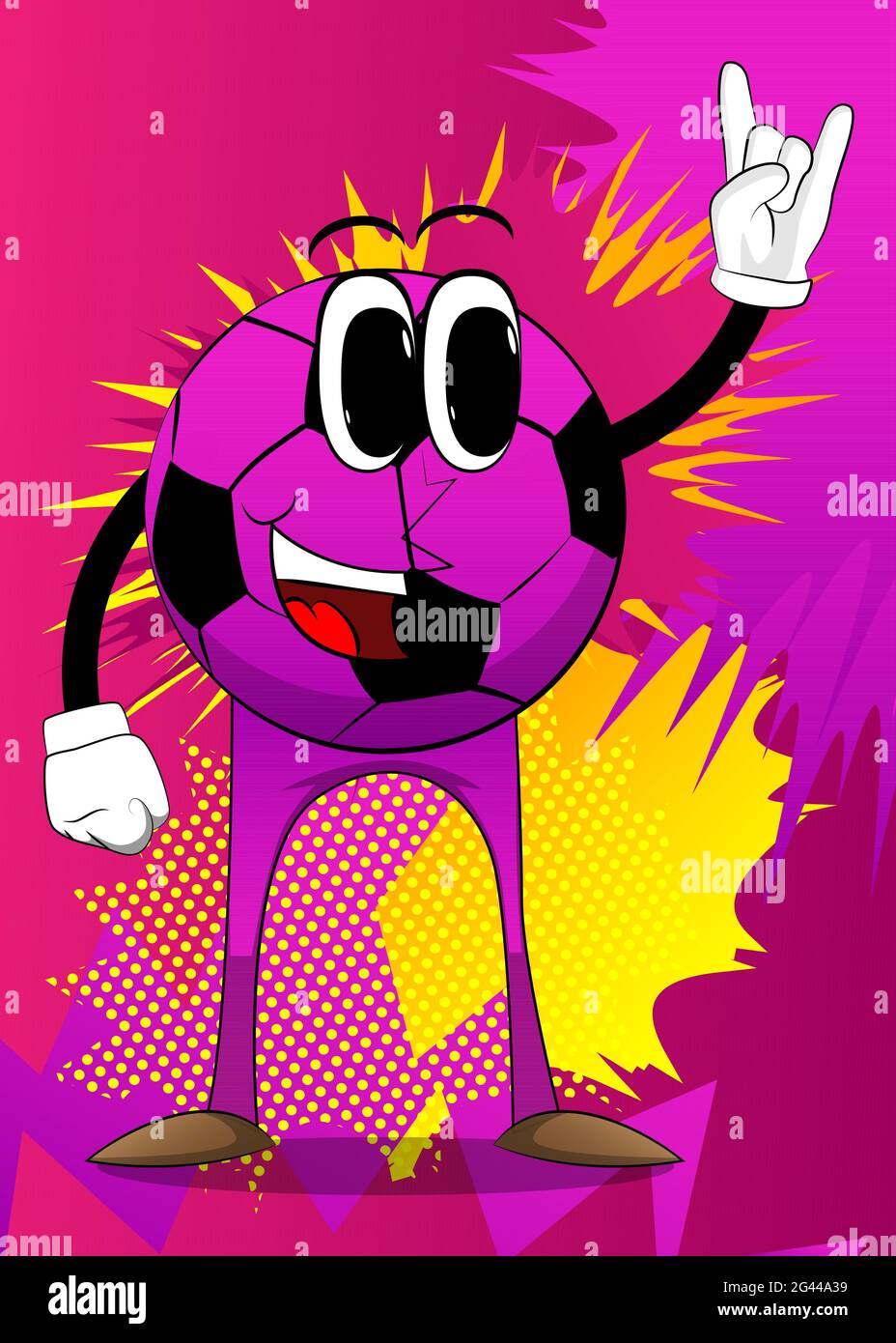 Soccer ball with hands in rocker pose. Traditional football ball as a