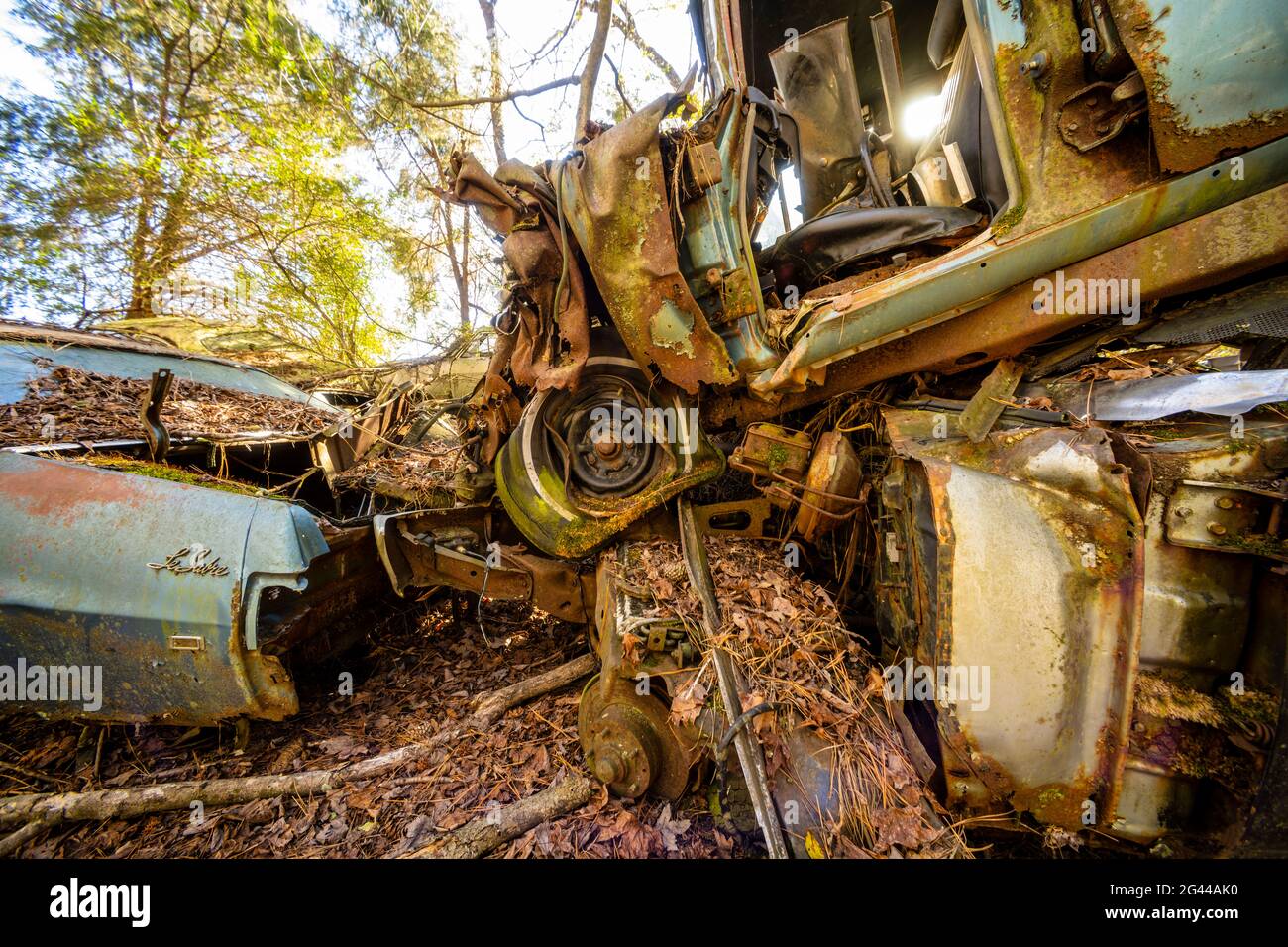 Old rusty car wrecks in junkyard, Old Car City, White, Georgia, USA Stock Photo