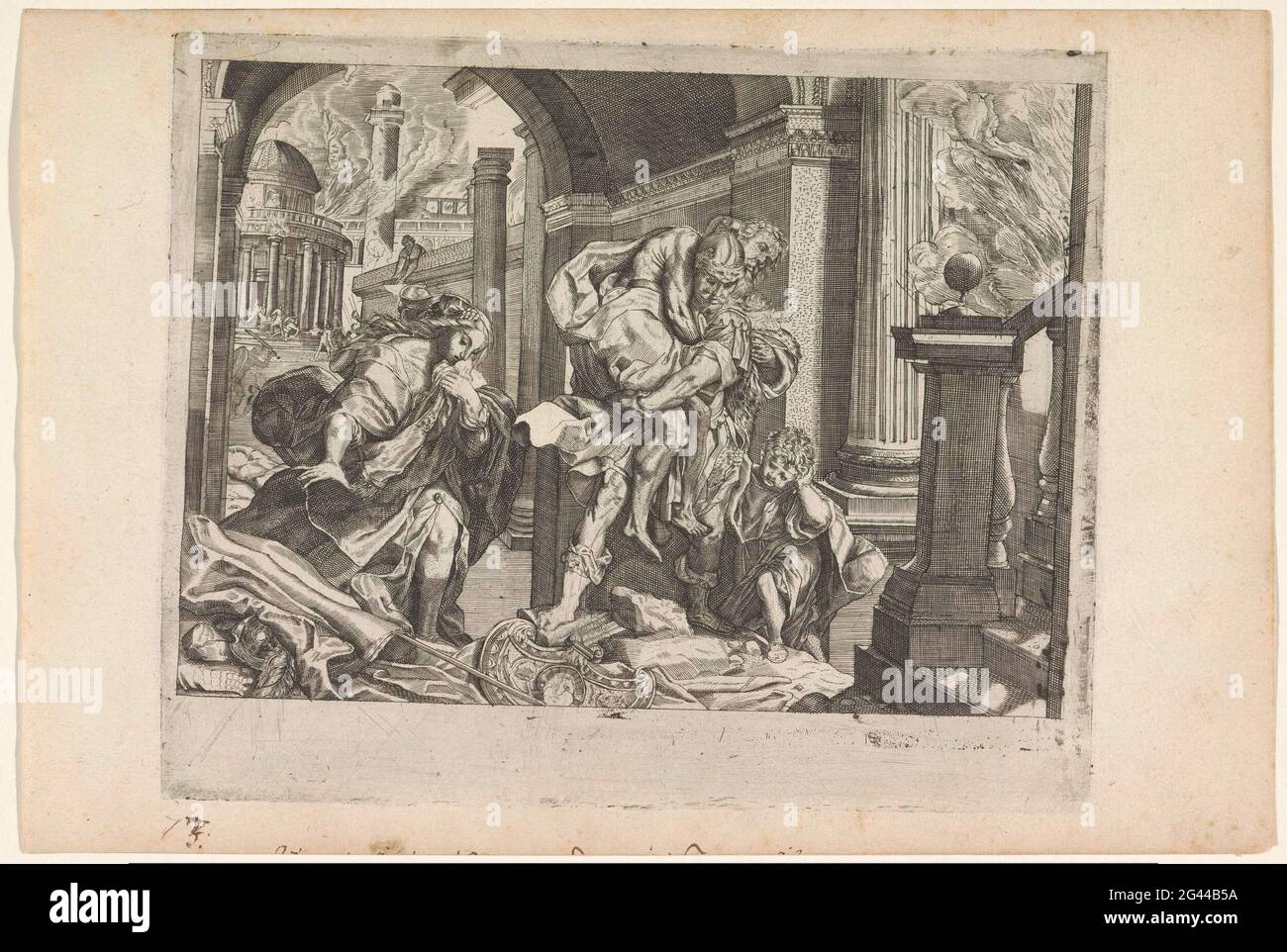 Flight from Aeneas; Metamorphoses from Ovid. Aeneas and his family flee