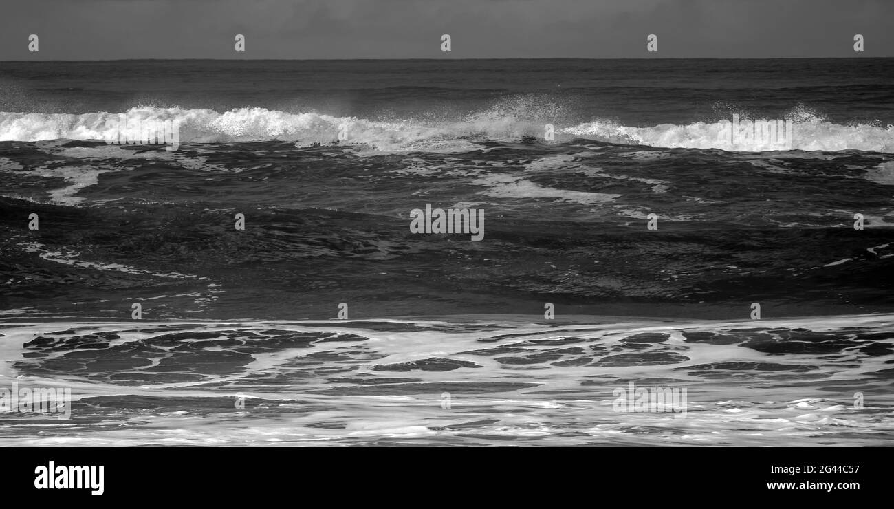 Ocean shore in black and white Stock Photo