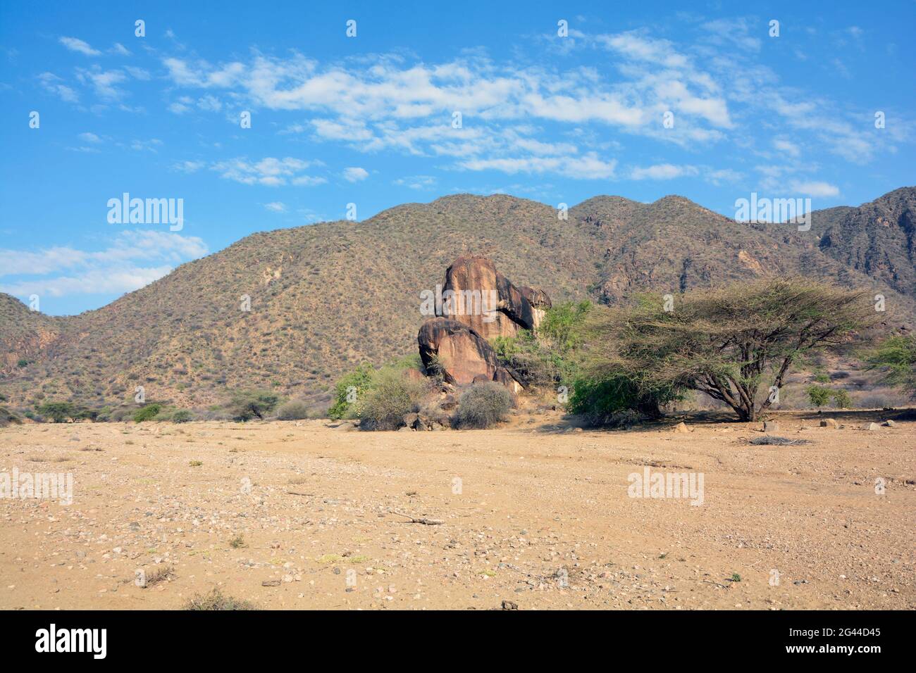 Ethiopia; Southern Nations Region; barren, mountainous landscape in southwest Ethiopia; on the way from Turmi to Arbore Stock Photo