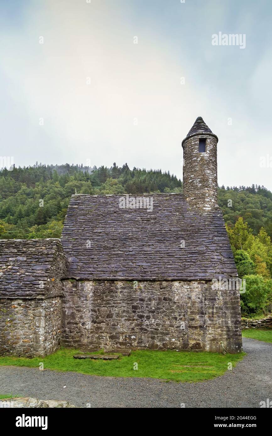 St. Kevin's Church in Glendalough, Ireland Stock Photo