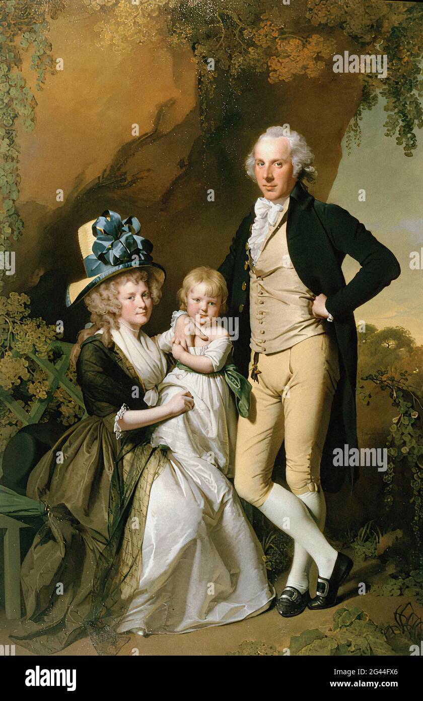 Joseph Wright of Derby (1734-1797) -  Portrait Richard Arkwright Junior with His Wife Mary Daughter Anne 1790 Stock Photo