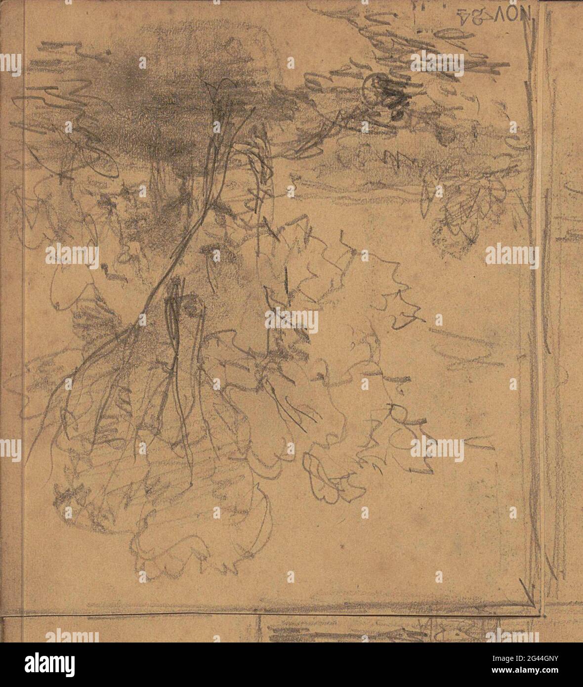 Landscapes with water. Loose drawing between page 19 and 20 from a sketchbook with 25 sheets. Stock Photo