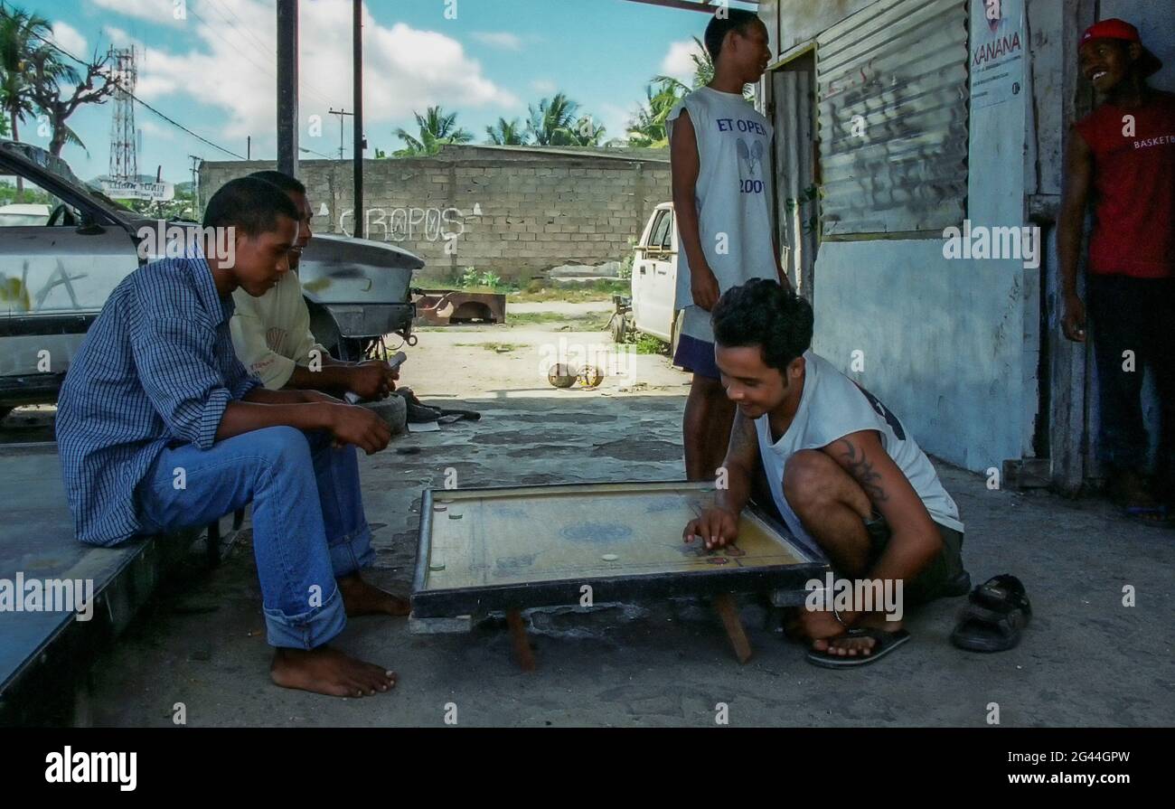 May 20, 2002-Dili, Timor-Leste-In This Photos taken Independence day scene and Timorese daily life on 7day in Dili and Atambua Village. Timorese youth play gambling at Dili, Timor-Leste. Stock Photo