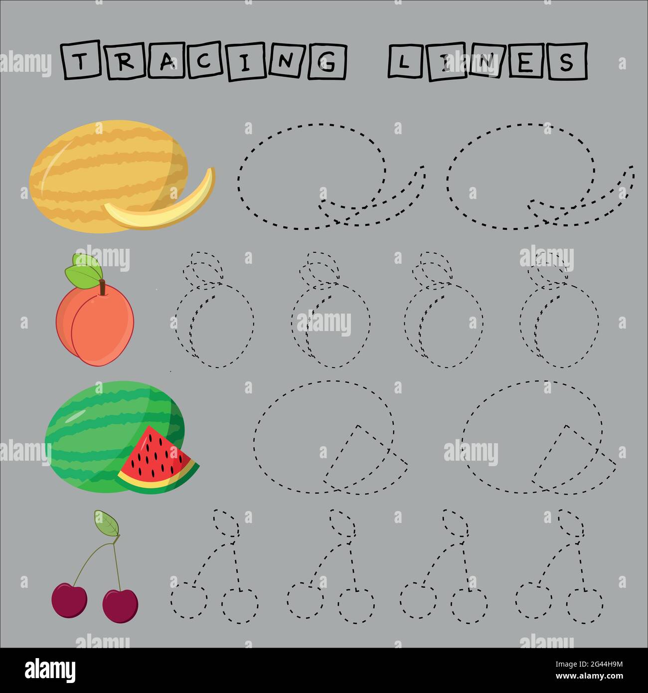Developing an activity for children, the tracing the lines of fruites