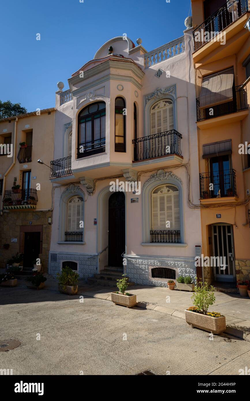 Casa Juncà house, in the town of Monistrol de Montserrat (Bages, Barcelona, Catalonia, Spain) ESP: La Casa Juncà, en Monistrol de Montserrat, España Stock Photo