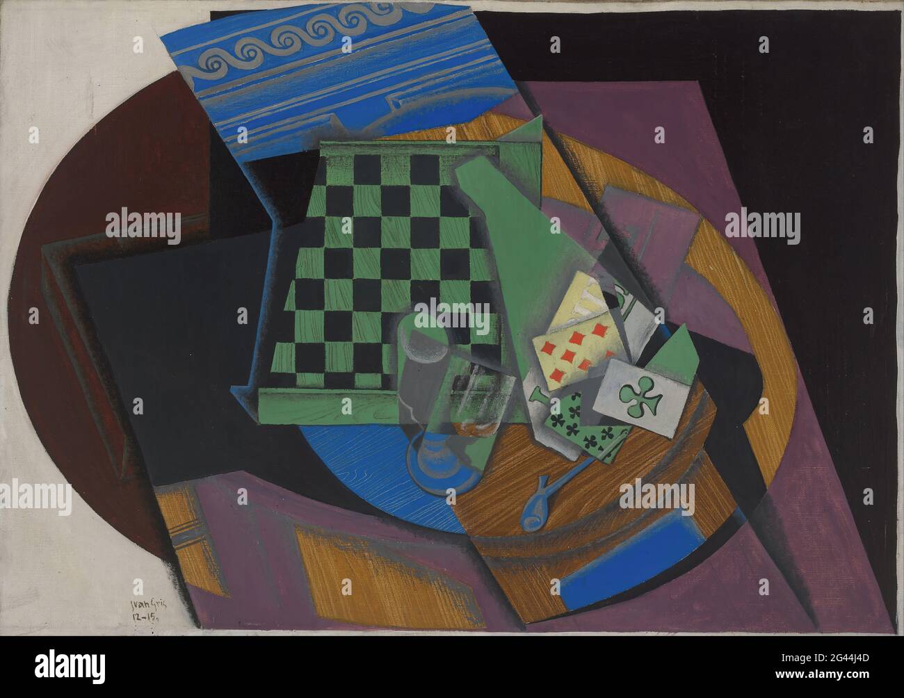 Juan Gris - Damier et cartes Ã  jouer (Checkerboard and playing cards) Stock Photo