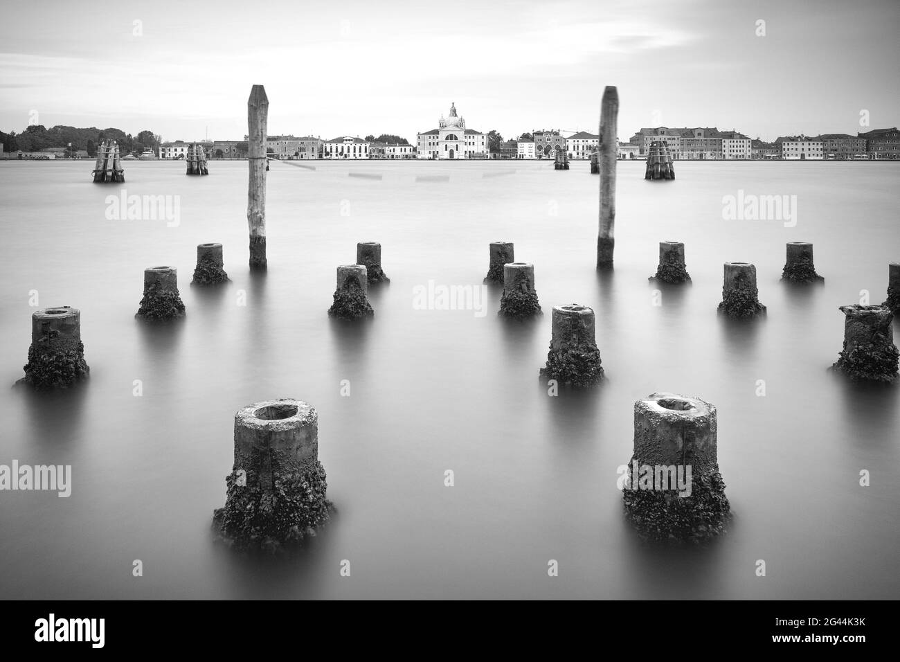 View across the lagoon to the Le Zitelle church on Giudecca, Venice, Veneto, Italy, Europe Stock Photo