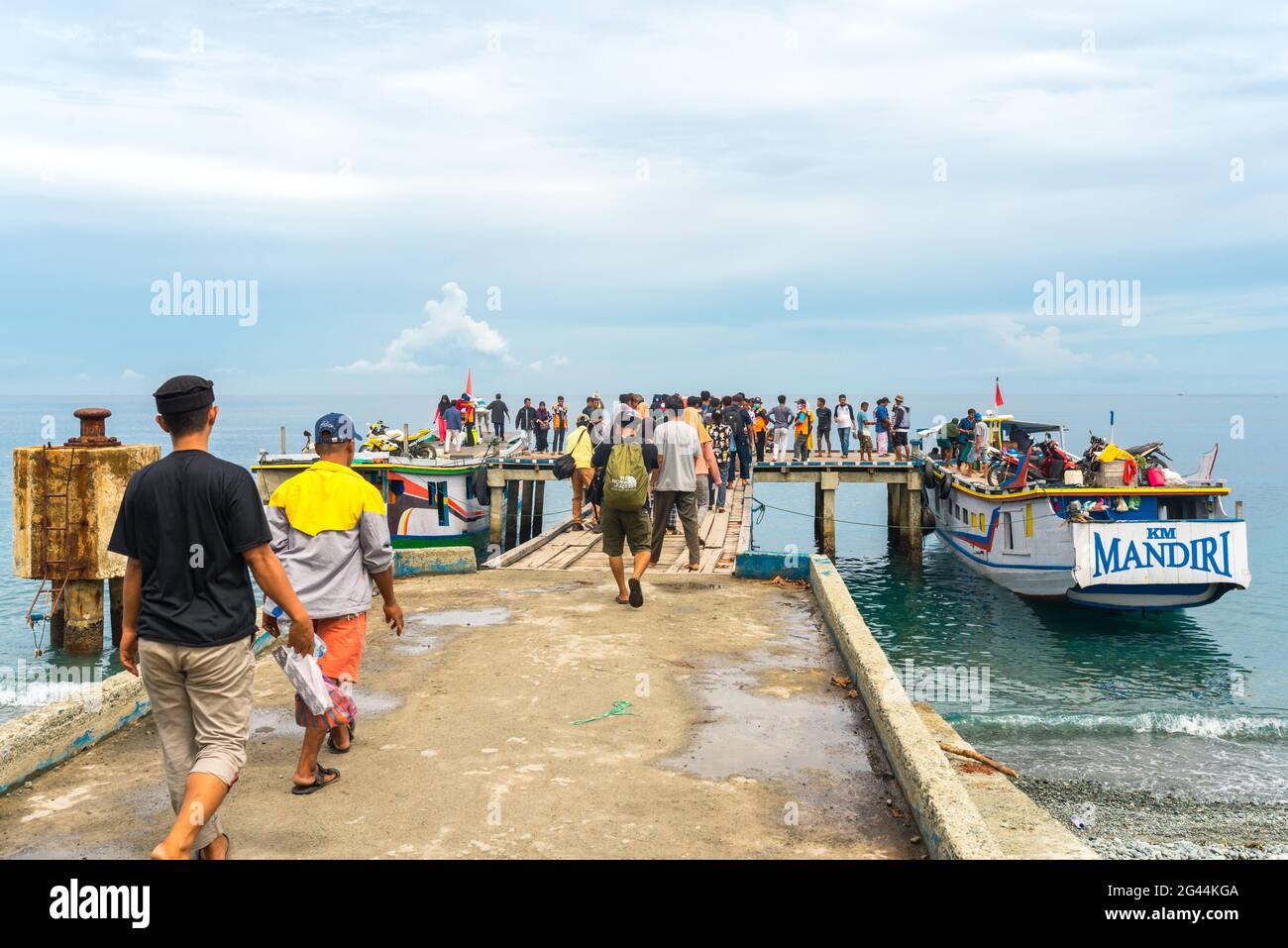 Jetty for the ferry to the Togian Islands in Sulawesi Stock Photo