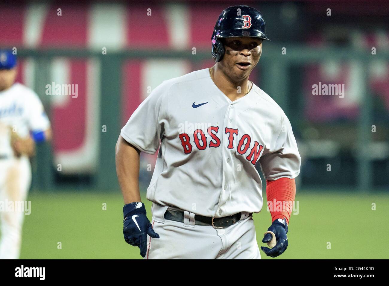 Boston Red Sox third baseman Rafael Devers celebrates his solo HR News  Photo - Getty Images